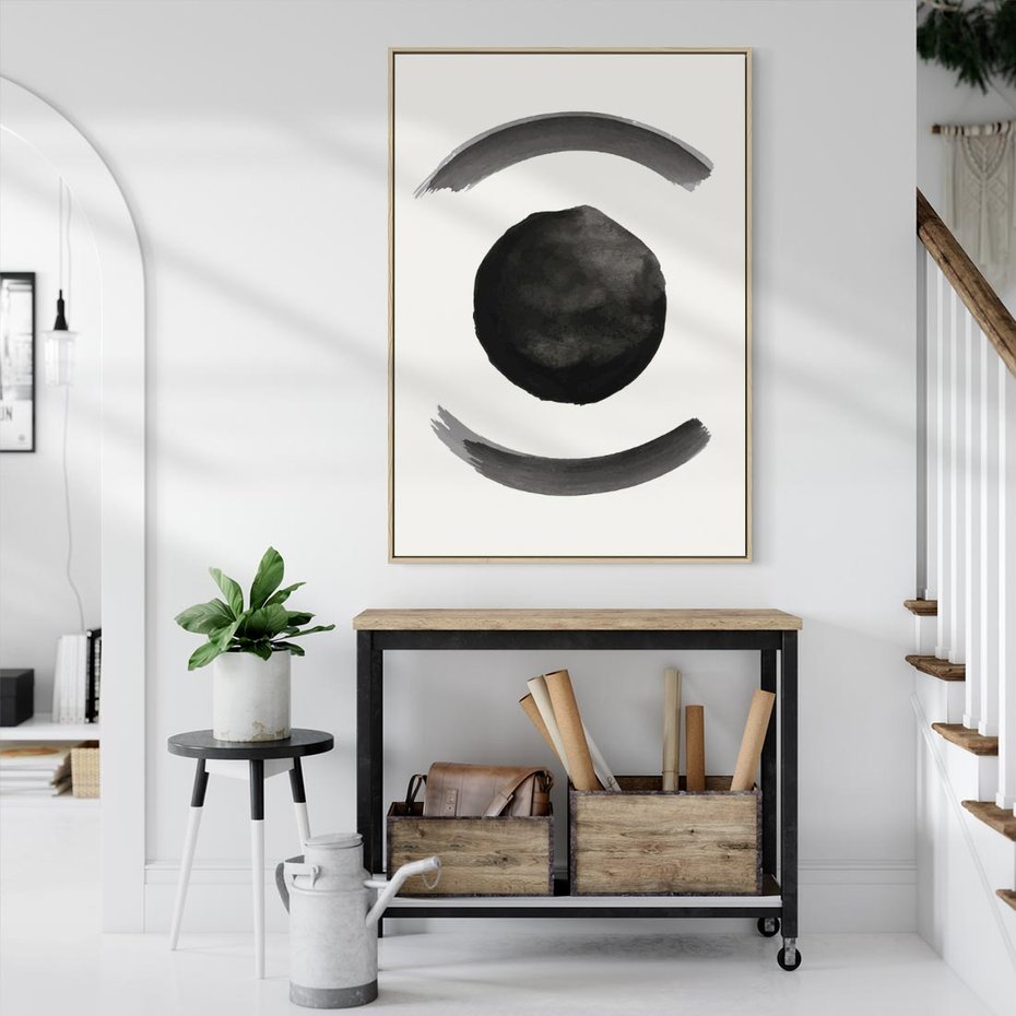 Obraz w ramie 70x100 - Bezczasowe Echo - abstrakcyjne plamy okręgi, akwarelowe - rama drewno