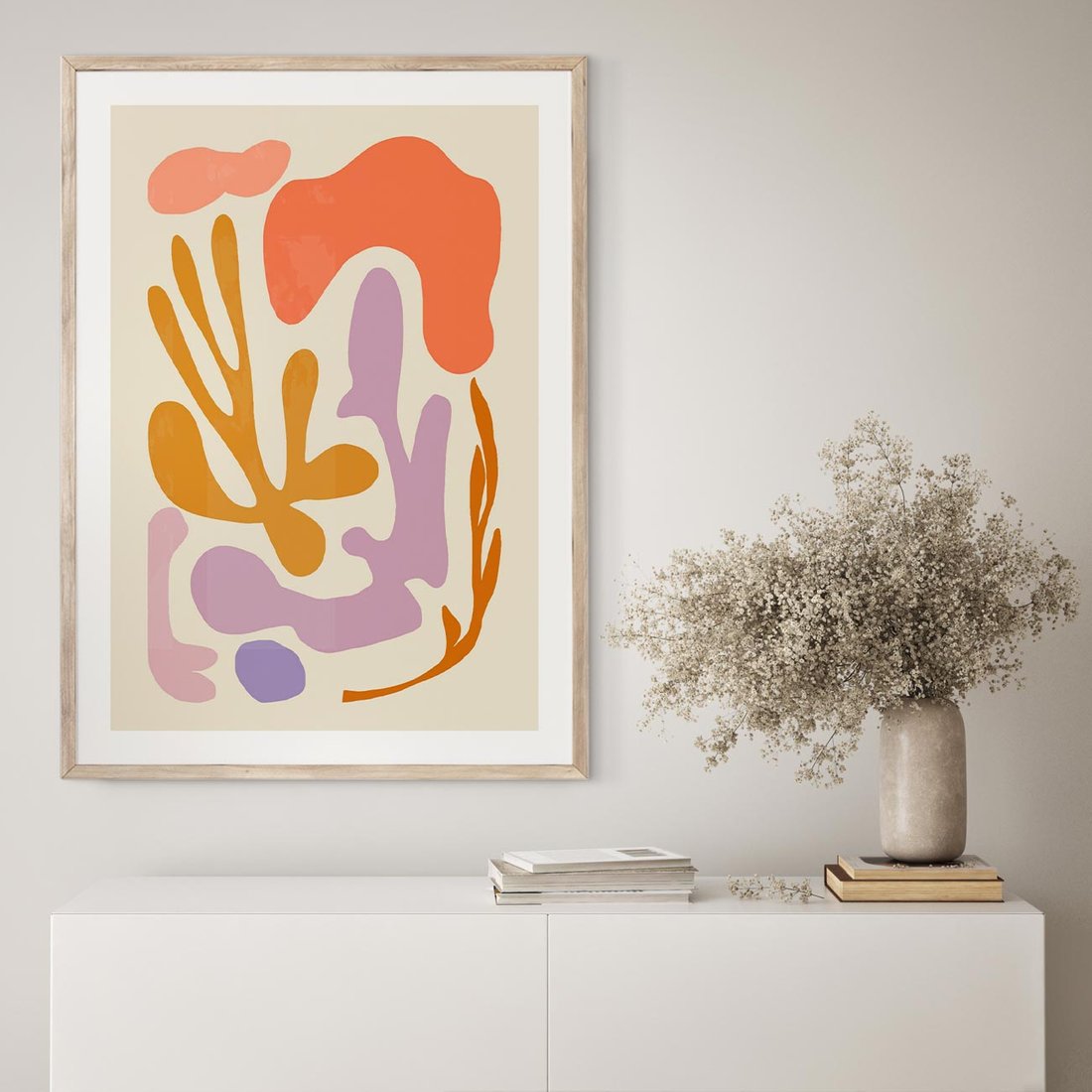 Plakat w ramie 40x50 - Ekspresjonistyczne Impulsy - abstrakcyjny obraz, pastelowe kolory - rama drewno