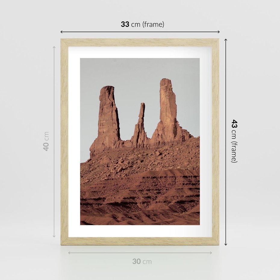 Plakat w ramie 30x40 - Surowość Pustyni - pustynia, kanion - rama drewno