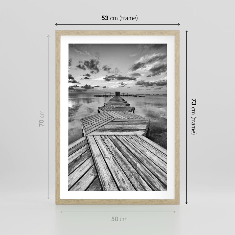 Plakat w ramie 50x70 - Pomost nad Morzem - pomost, morze - rama drewno