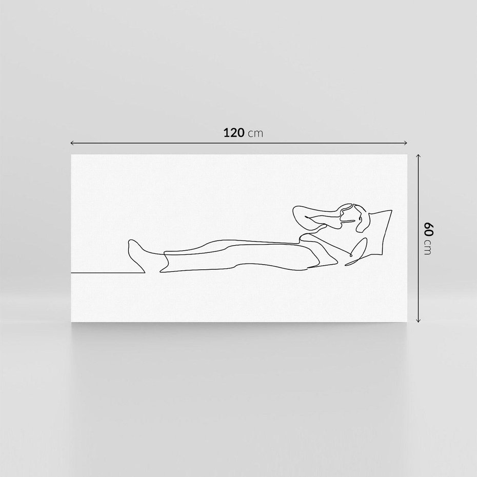 Obraz na płótnie 120x60 - Postać na Łóżku - one line art, szkic
