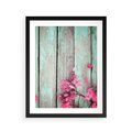 Plakat w ramie 40x50 - Urok Dawnych Czasów - kwiaty, deski - rama czarna