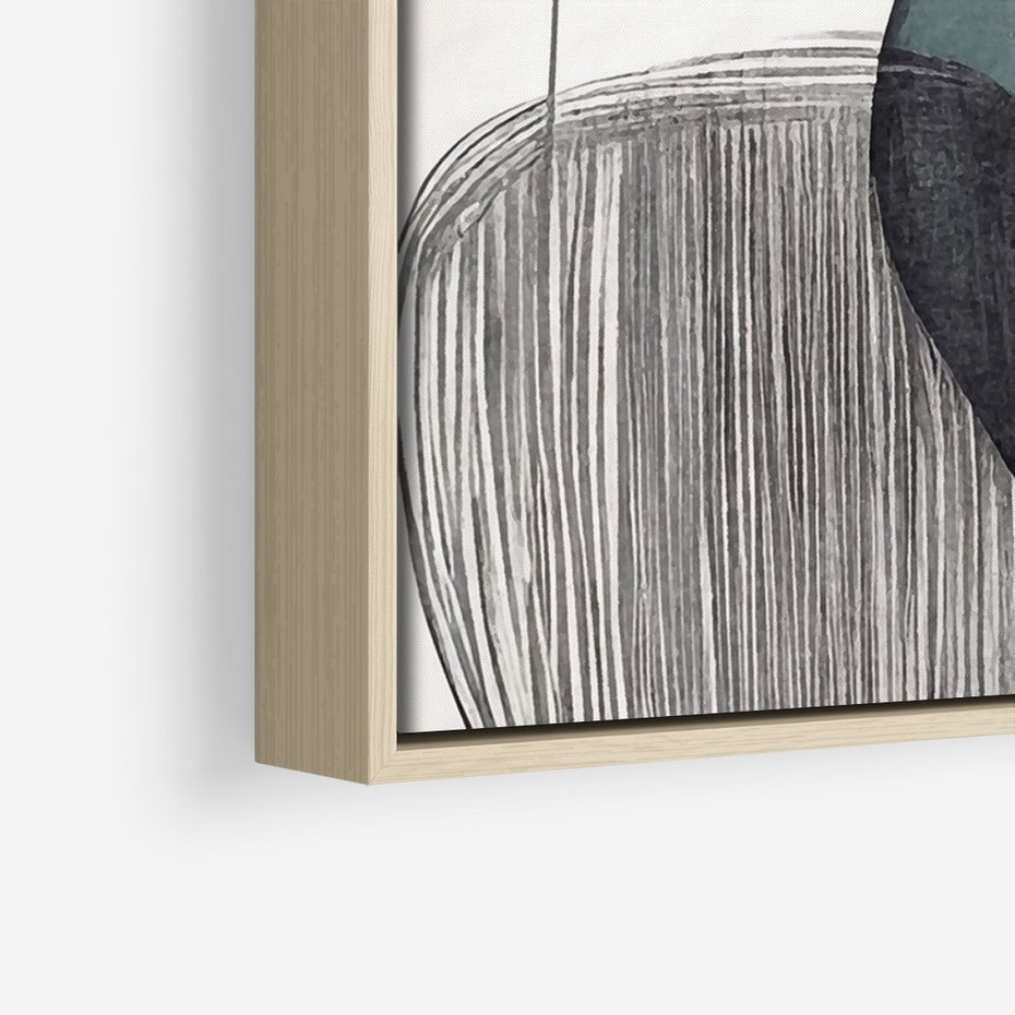 Obraz w ramie 70x100 - Przenikające Formy Duszy - abstrakcyjny obraz, geometryczne obłe formy - rama drewno