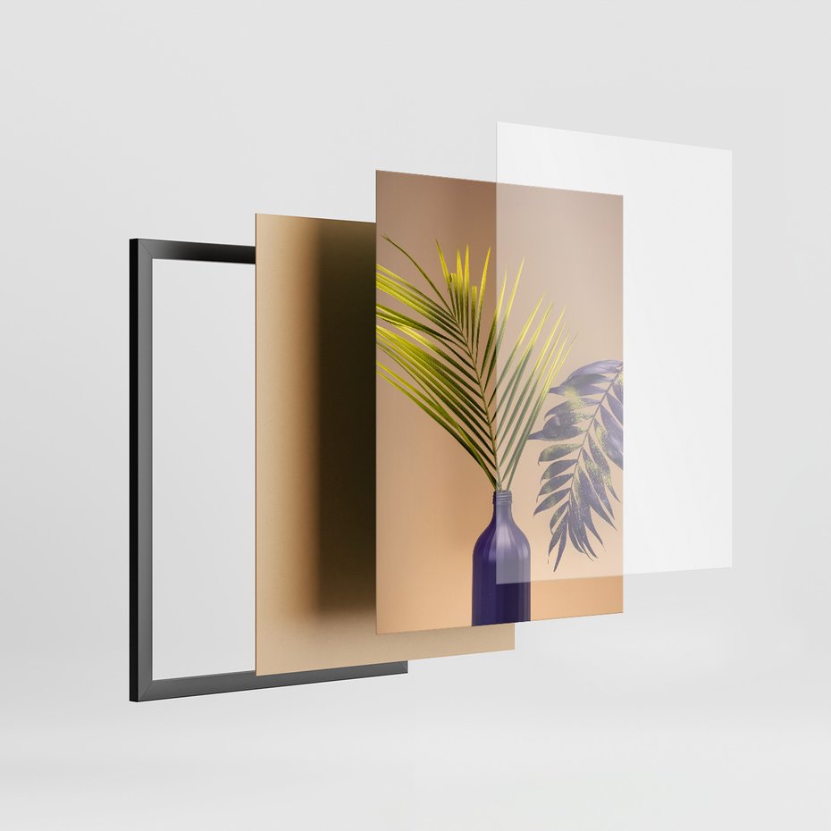 Zestaw obrazy w ramie 40x50 galeria - Palmy, paprocie, liście, pastele - rama czarna