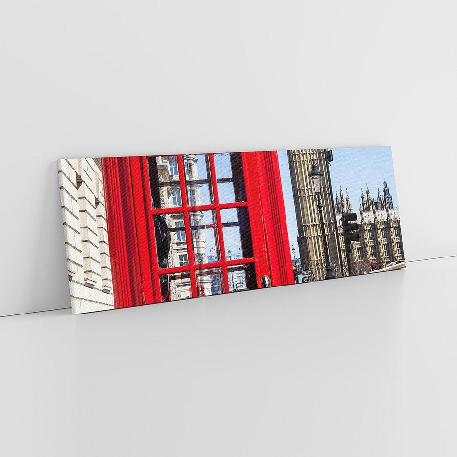 Obraz na płótnie 150x50 - Ikoniczna budka telefoniczna w Londynie - budka, telefoniczna