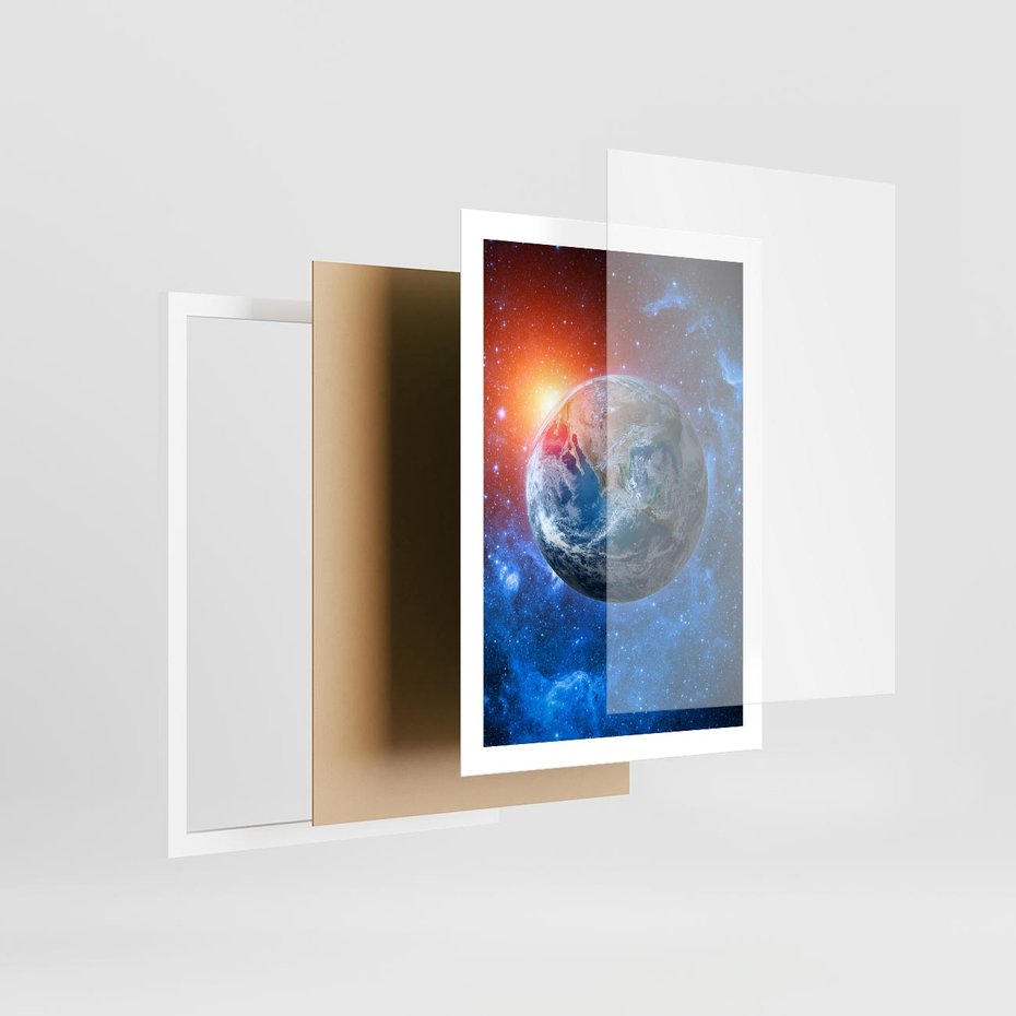 Plakat w ramie 50x70 - Planeta w nieskończoności - ziemia, kosmos - rama biała