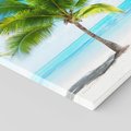 Obraz na płótnie 100x70 - Wakacyjne uniesienie: plaża i palma - plaża, morze