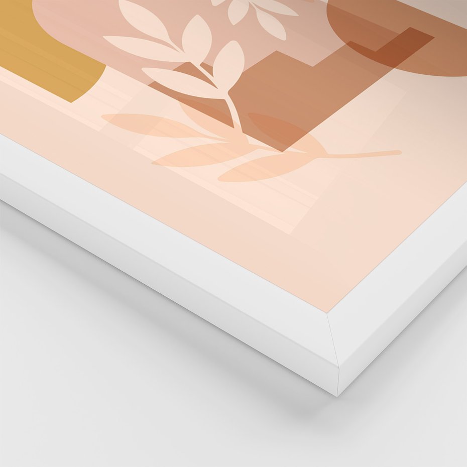 Zestaw obrazy w ramie 30x40 galeria - Boho, graficzne, rude - rama biała