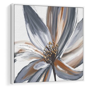 Obraz w ramie 50x50 - Olejne kwiaty - wyraz emocji - kwiaty, malowane - rama biała