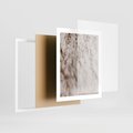 Plakat w ramie 40x50 - Cień Gałęzi - beżowa ściana, cień gałęzi - rama biała