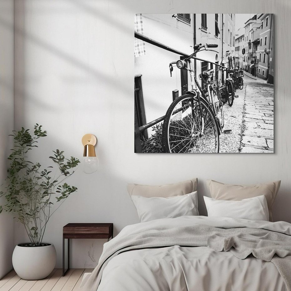 Obraz na płótnie 30x30 - Rower w Kontraście - rower, czarno