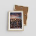 Plakat w ramie 30x40 - Miasto wieżowców w perspektywie - miasto, wieżowce - rama drewno