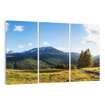 Obraz na płótnie 120x80 - Górski pejzaż: łąka i szczyty - góry, łąka