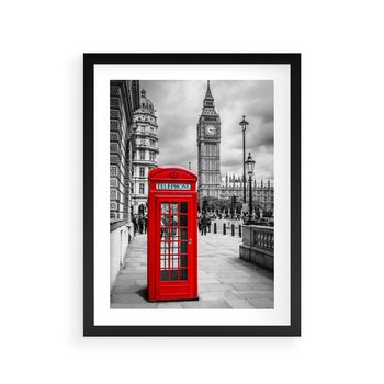 Plakat w ramie 30x40 - Budka telefoniczna w Londynie - budka, Londyn - rama czarna