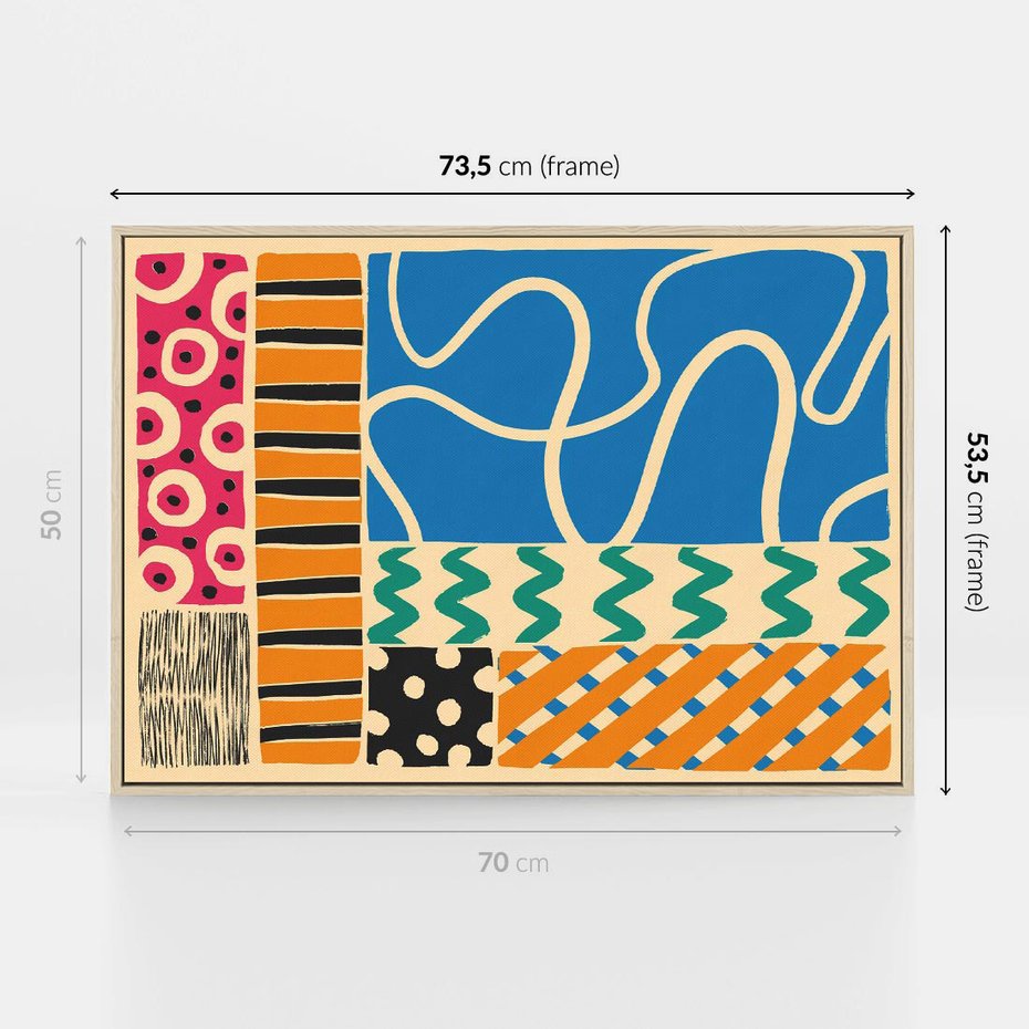 Obraz w ramie 70x50 - Etno Boho - etno ornamenty, boho klimat - rama drewno