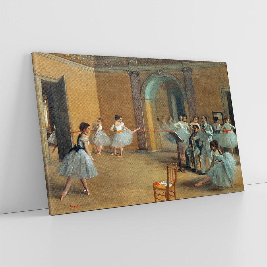 Obraz na płótnie 120x80 - The Dance Foyer at the Opera on the rue Le Peletier (1872), Edgar Degas - Reprodukcja - reprodukcja, obraz na płótnie
