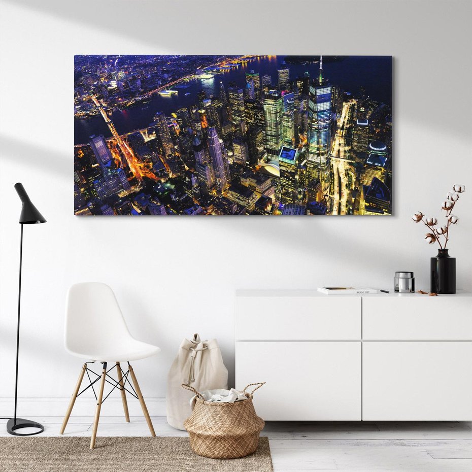 Obraz na płótnie 120x60 - Nocne miasto w USA: Niezwykłe światła - miasto, noc