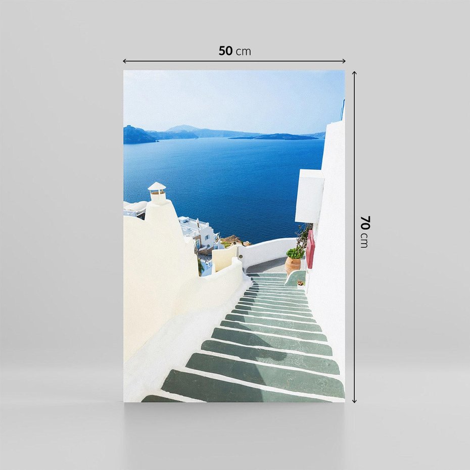 Obraz na płótnie 50x70 - Malowniczy urok wyspy - Santorini, schodki