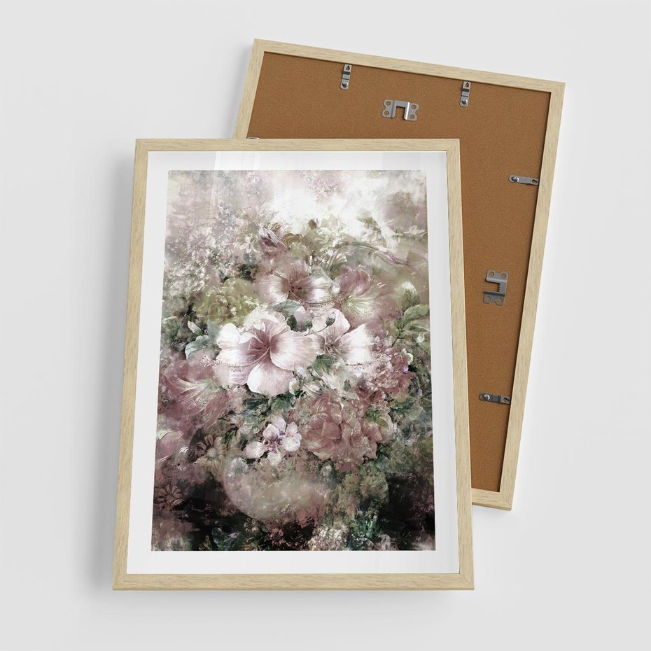 Plakat w ramie 50x70 - Piękno natury na płótnie - kwiaty, olejne - rama drewno