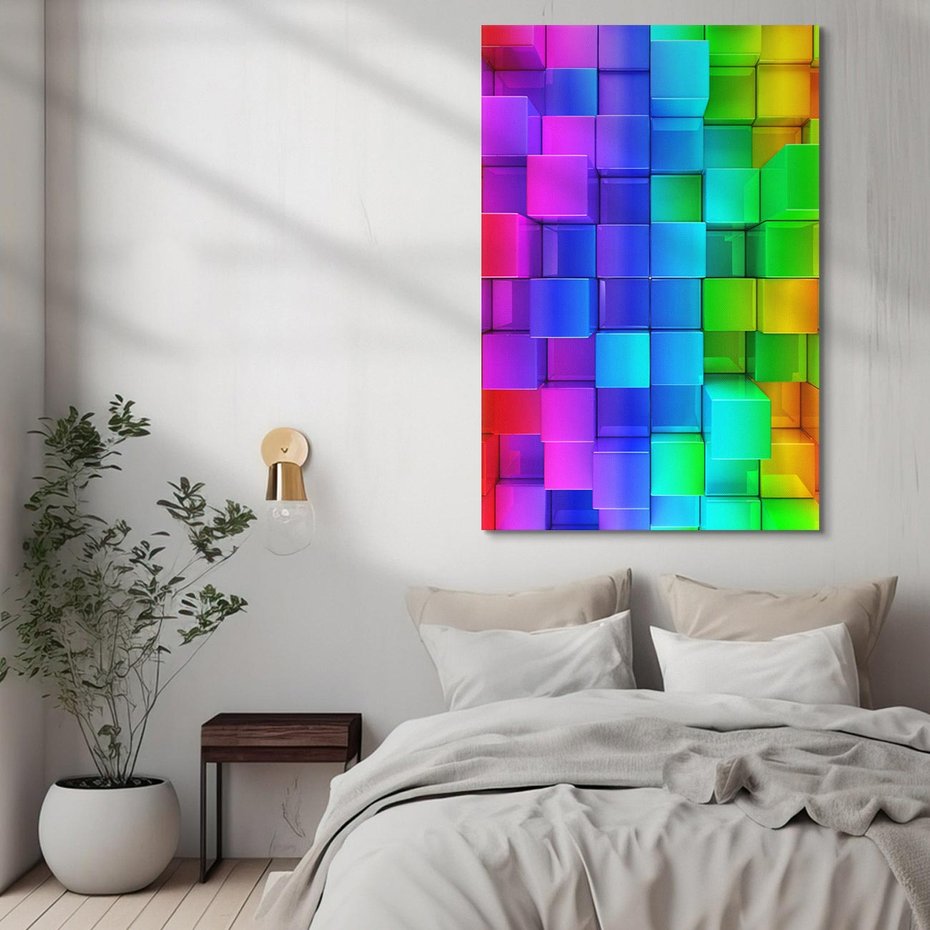 Obraz na płótnie 50x70 - Mozaika Abstrakcji: Trójwymiarowe Kompozycje - abstrakcja, 3d