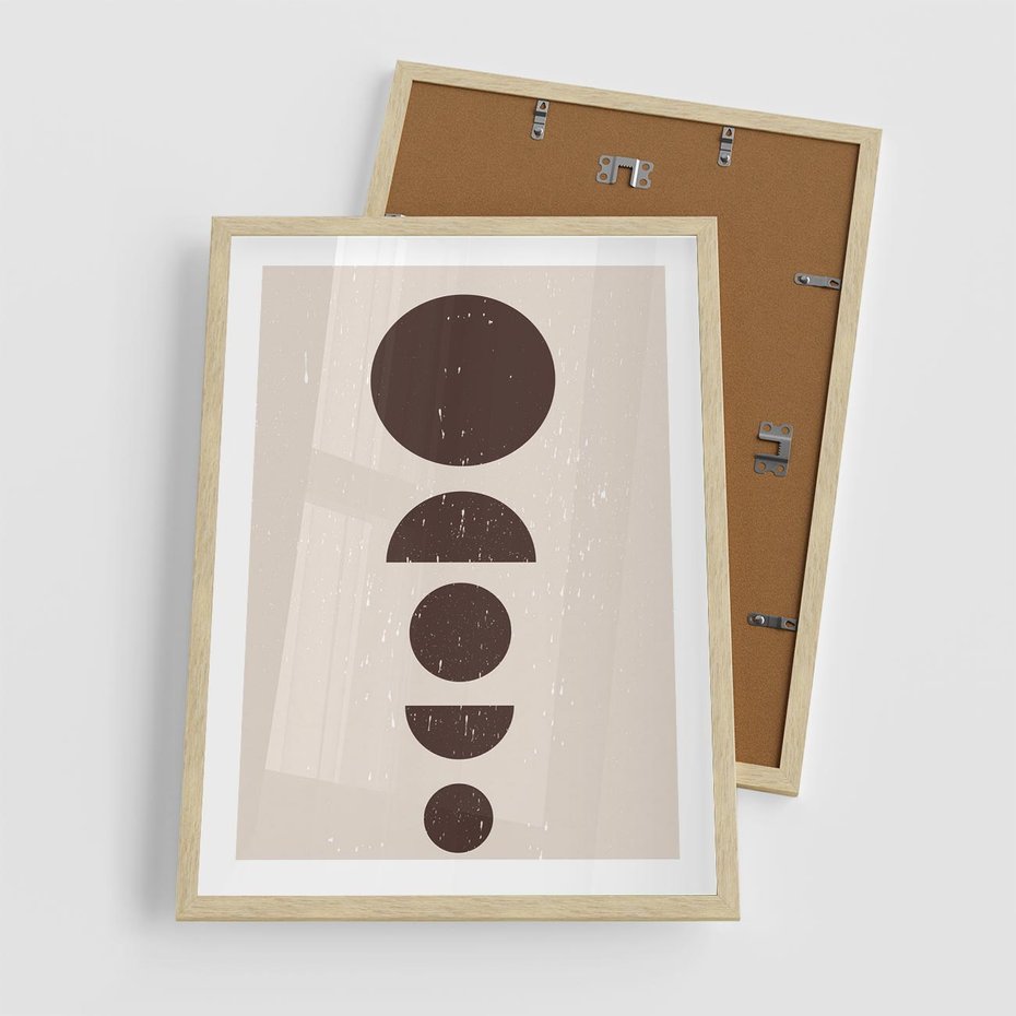 Plakat w ramie 50x70 - Migocące Granice - mid century styl, nowoczesna grafika - rama drewno