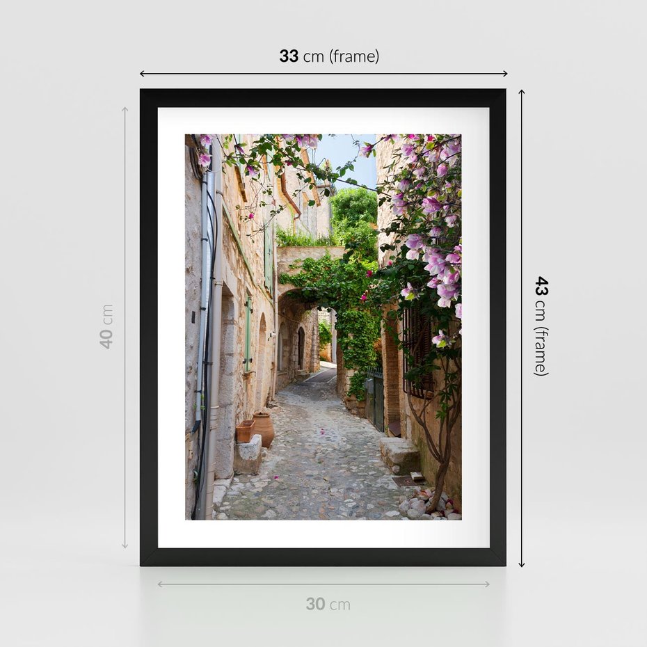 Plakat w ramie 30x40 - Ścieżka W Nieskończoność - uliczka, perspektywa - rama czarna