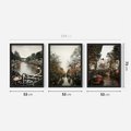 Zestaw obrazy w ramie 50x70 galeria - Kanały, miasto, woda, jesień - rama czarna