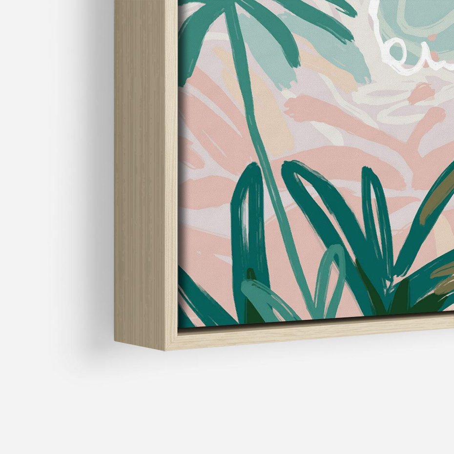 Obraz w ramie 50x50 - Rajski Stan - pastelowy krajobraz, nowoczesny plakat - rama drewno