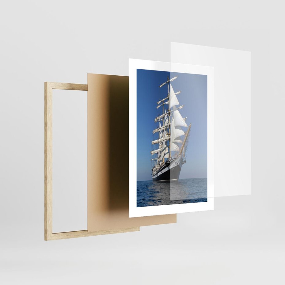 Plakat w ramie 30x40 - Podróż na Żaglowcu Przygody - żaglowiec, podróż - rama drewno