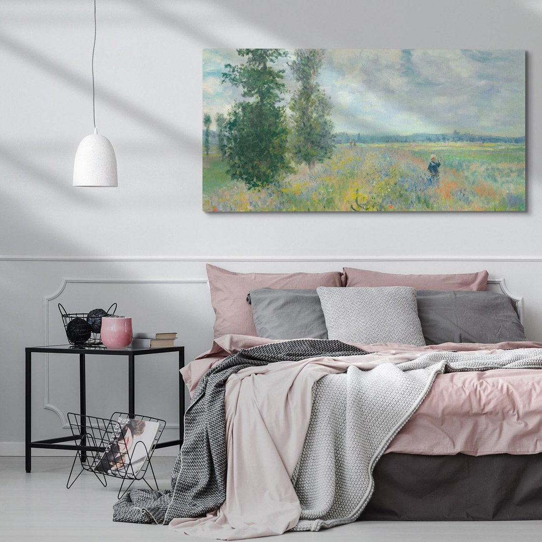 Obraz na płótnie 120x60 - Pola makowe w okolicach Argenteuil (1875), Claude Monet - Reprodukcja - reprodukcja, obraz na płótnie