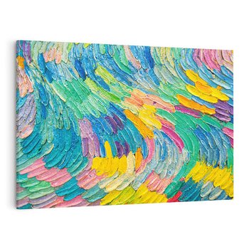 Obraz na płótnie 120x80 - Egzotyczne Pióra - abstrakcyjne dzieło, farby olejne