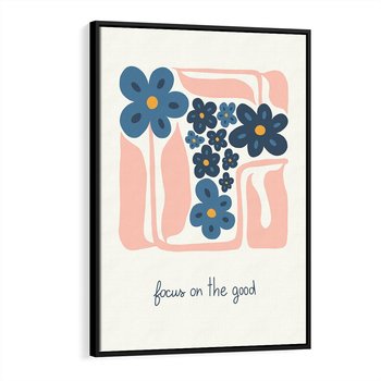 Obraz w ramie 70x100 - Linie kwiatowych marzeń - minimalistyczna kwiatowa kompozycja, pastelowe kolory - rama czarna