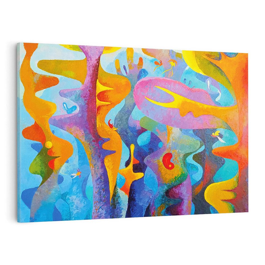 Obraz na płótnie 100x70 - Płomienne Tańce Abstrakcji - energetyczna abstrakcja, dziwne formy