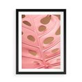 Plakat w ramie 50x70 - Różowa monstera w pełnym rozkwicie - różowa, monstera - rama czarna