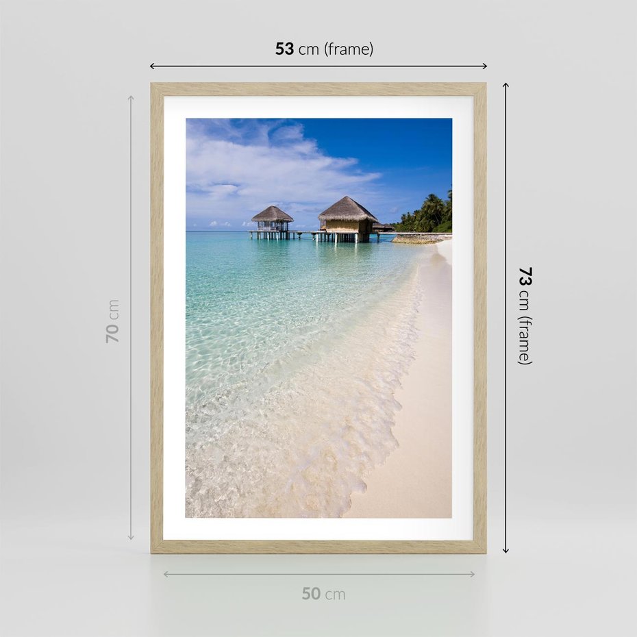 Plakat w ramie 50x70 - Rajski klimat plaży tropikalnej - plaża, tropiki - rama drewno