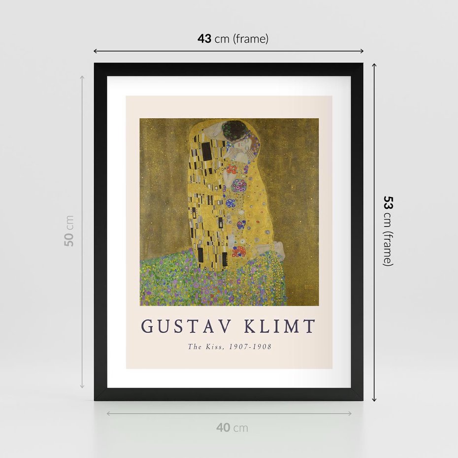Plakat w ramie 40x50 - Sztuka Klimta - gustav klimt, pocałunek - rama czarna