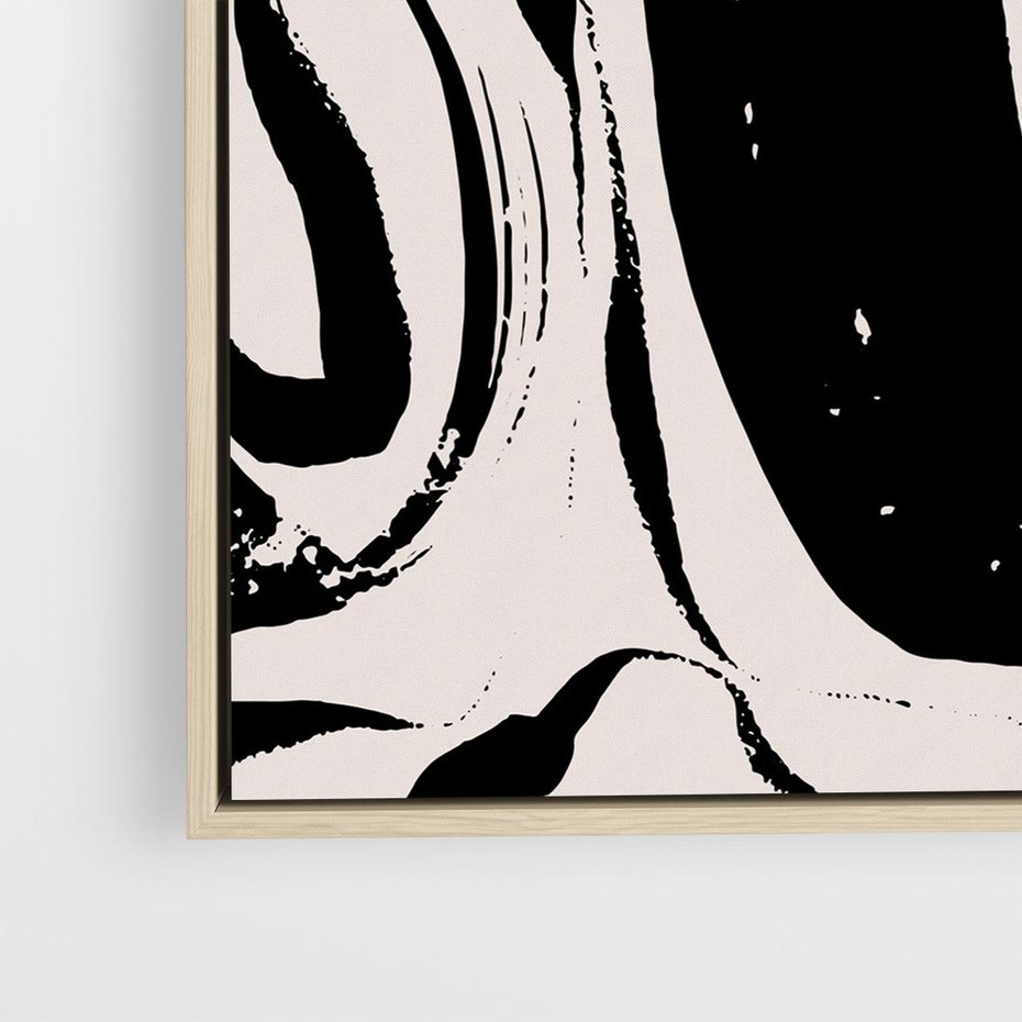 Obraz w ramie 80x80 - Wibracje w ciemnościach duszy - czarno biała abstrakcja, nieregularne rozmyte linie - rama drewno