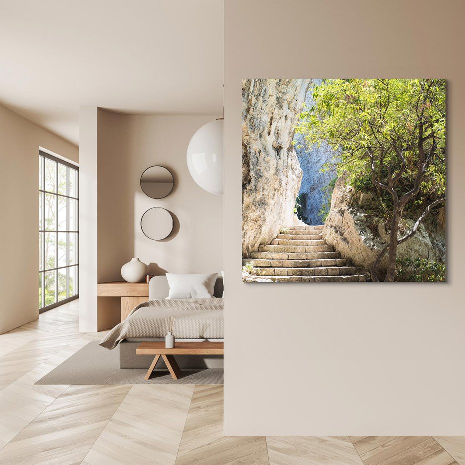 Obraz na płótnie 60x60 - Krok po kroku do celu - schody, perspektywa