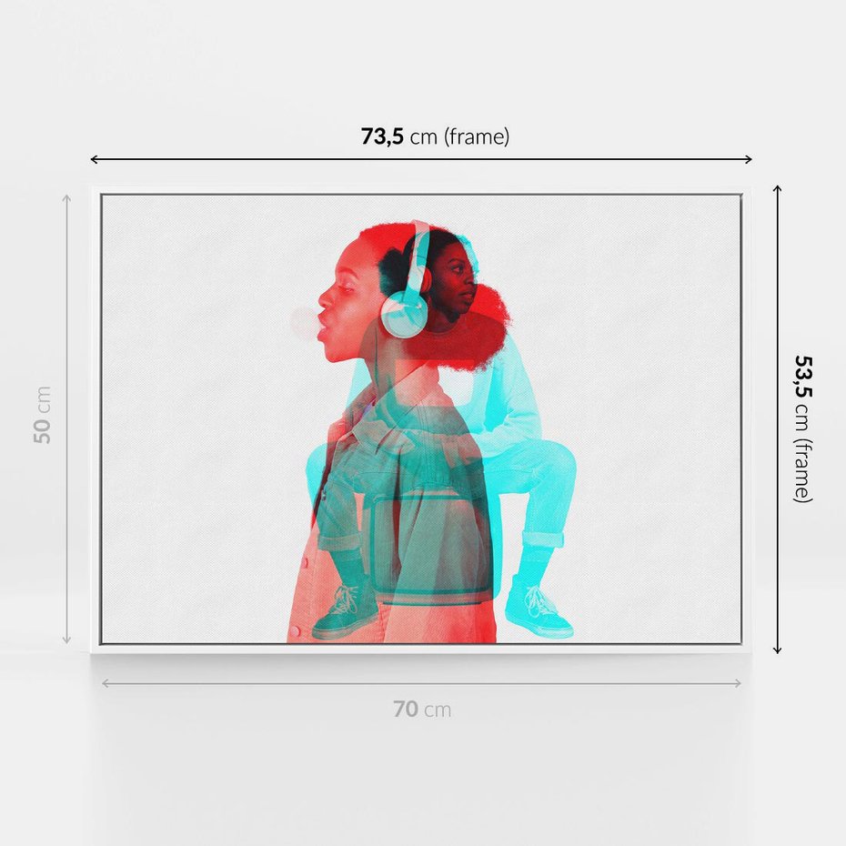 Obraz w ramie 70x50 - Rytmy Wspomnień - kolaż zdjęć, kobieta - rama biała