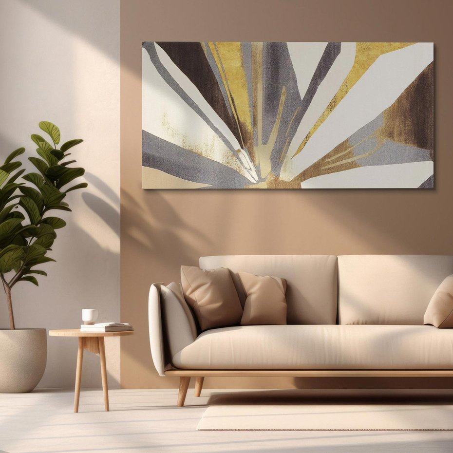 Obraz na płótnie 100x50 - Szept roślinnych emocji - olejna abstrakcja, złoto i brąz