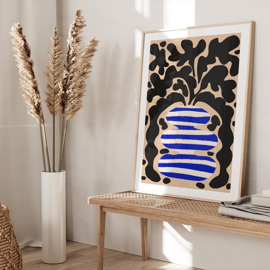 Plakat w ramie 40x50 - Boho Wizje - abstrakcyjny plakat, ciekawe formy - rama drewno