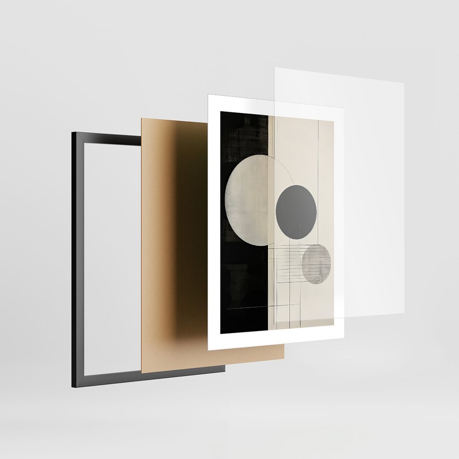 Zestaw obrazy w ramie 30x40 galeria - nowoczesny, loft, abstrakcja - rama czarna