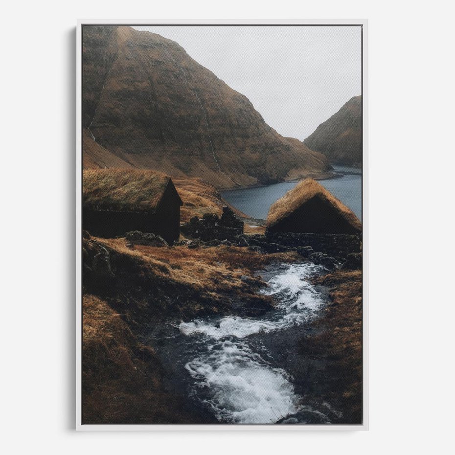 Obraz w ramie 80x120 - Spokój Natury - skandynawski, pejzaż - rama biała