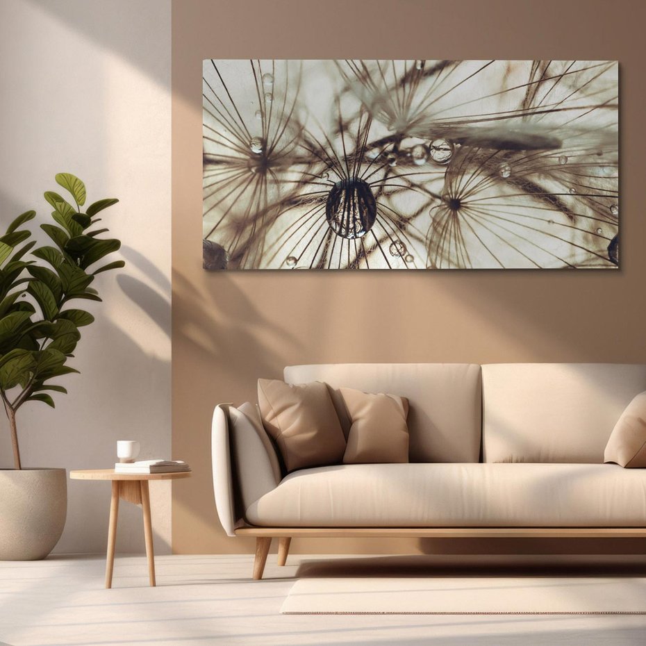 Obraz na płótnie 120x60 - Lekkie dmuchawce - dmuchawce, krople