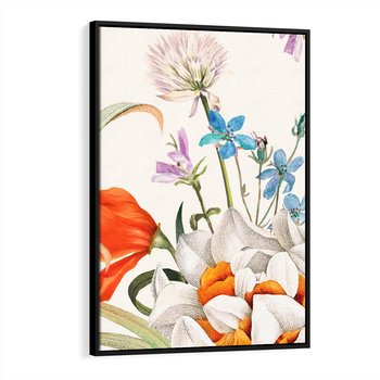 Obraz w ramie 50x70 - Polne Kwiaty - polne kwiaty, na białym tle - rama czarna