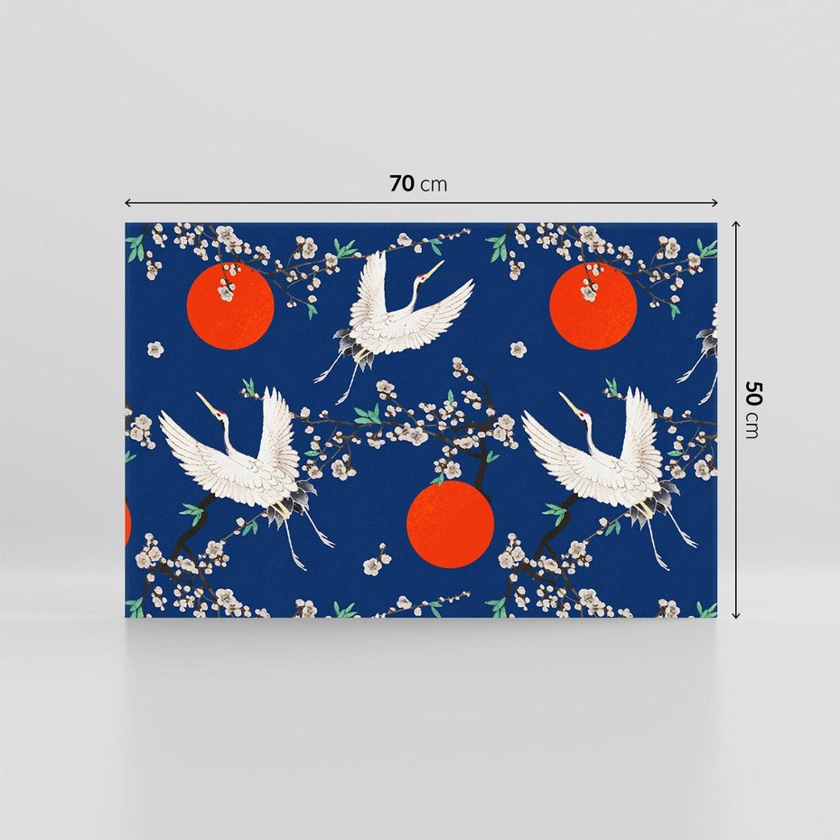 Obraz na płótnie 70x50 - Japońskie Żurawie Indygo - sztuka japońska, japonia