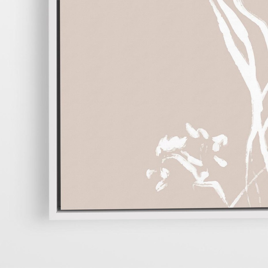 Obraz w ramie 50x50 - Harmonijne Mini Boho - minimalistyczny delikatny obraz, beżowe odcienie - rama biała