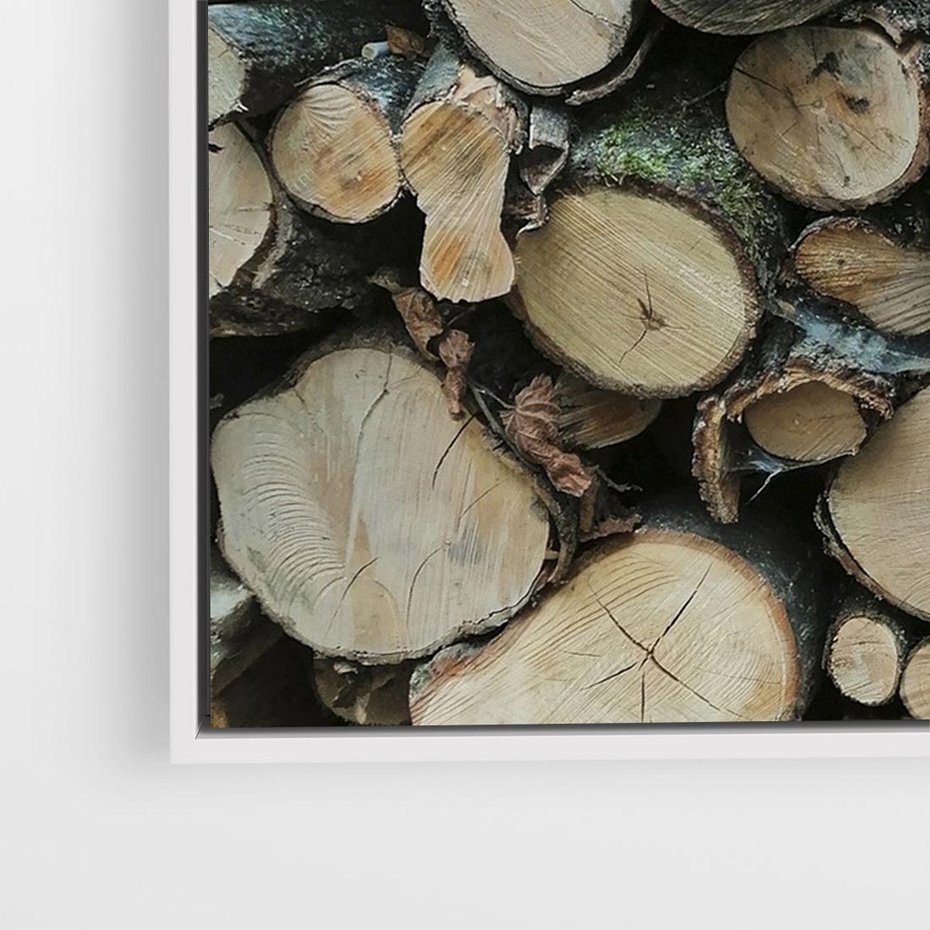 Obraz w ramie 120x80 - Bliskość Natury - drewno, las - rama biała