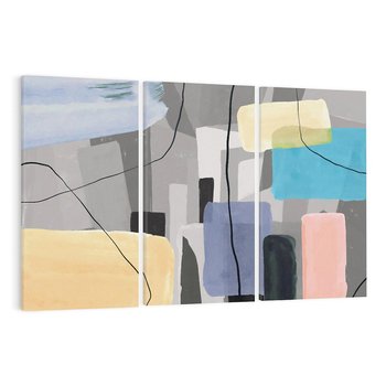 Obraz na płótnie 120x80 - Harmonia w chaosie serca - abstrakcja na szarym tle, kolorowe plamy koloru