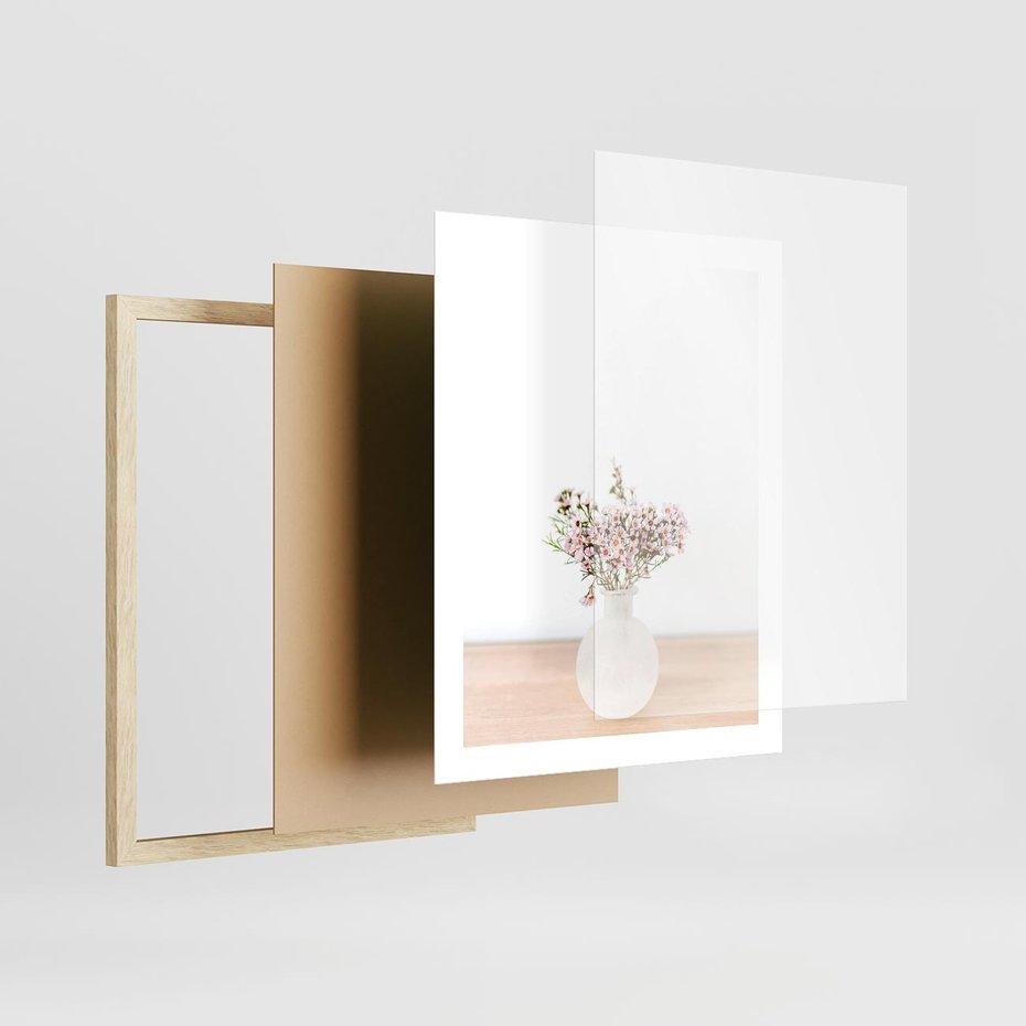 Plakat w ramie 40x50 - Kwiaty w Minimalistycznym Wazonie - kwiaty, wazon - rama drewno